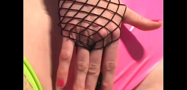  Audrey Hollander sex in latex and fishnet lingerie